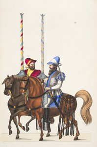Zwei Reiter bei einem Turnier, Platte aus 
