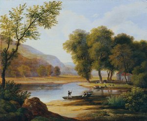 Kahnfahrer in Landschaft