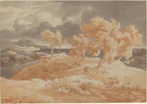 Italienische Küstenlandschaft mit Gewitter