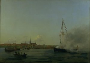 Der Hafen von Nyborg. Im Vordergrund der Kutter "Neptun" von Friedrich Theodore Kloss