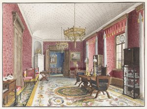 Das Rote Zimmer, Schloss Fischbach, ca. 1846