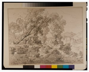 Faun und Nymphe in arkadischer Landschaft von Friedrich the Elder Preller