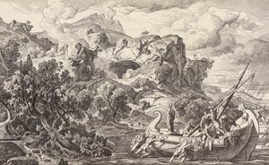 Odysseus verlässt die Insel der Zyklopen von Friedrich the Elder Preller