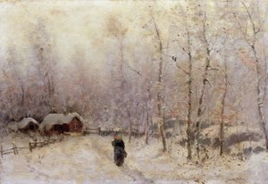 Frau mit Kind in Winterlandschaft