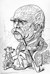 Karikatur von Bismarck, veröffentlicht in der Zeitschrift Nebelspalter am 2. März 1889 (Stich) von Fritz Boscovitz
