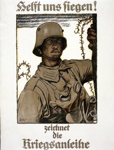 Helft uns siegen! Zeichnet die Kriegsanleihe, veröffentlicht in München, 1917 von Fritz Erler