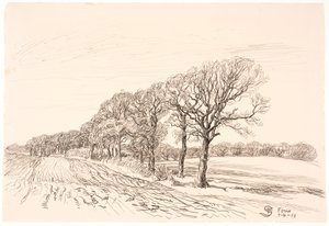 Landskab med egetræer. Føns von Fritz Syberg