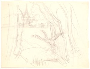 Landschaft mit abhebendem Schwan von Fritz Syberg