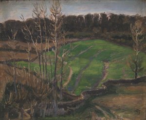 Landschaft bei Svanninge mit grünem Wintergetreide von Fritz Syberg