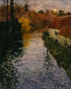 Flusslandschaft mit Hütte im Herbst von Fritz Thaulow