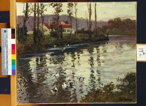 Flusslandschaft mit Enten