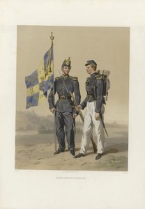Illustration aus dem Buch Die schwedischen und norwegischen Armeen sowie die Flotten in ihrer jetzigen Uniformierung von Dardel, Fritz von und herausgegeben von Bonnier (se, 1863) von Fritz von Dardel