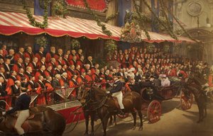 König Edward VII verleiht Alderman Edward B. James den Ritterschlag im Rathaus, 9. Juli 1908 von Fritz von Kamptz