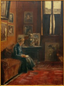 Die Lesende im Atelier im Starnberger Haus von Fritz von Uhde