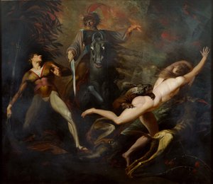 Theodore trifft im Wald das Gespenst seines Vorfahren Guido Cavalcanti, ca. 1783