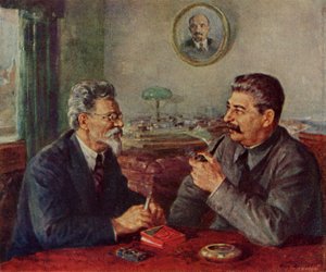 Joseph Stalin (1879-1953) & Mikhail Iwanowitsch Kalinin (1875-1946) von Fyodor Alexandrovich Modorov