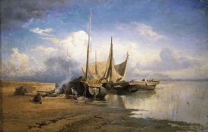 Blick auf die Wolga. Boote, 1870 von Fyodor Alexandrovich Vasilyev
