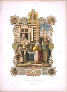 Kostüme von Torzhok aus der Serie Kleidung des russischen Staates, vor 1853 von Fyodor Grigoryevich Solntsev