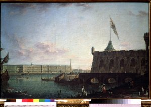 Blick von der Peter-und-Paul-Festung und dem Palastufer in St. Petersburg