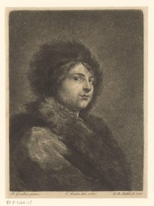 Porträt eines unbekannten jungen Mannes mit Pelzmantel und Pelzmütze von G.B. Rössel