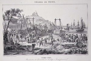 Zusammenbau von Kanonenbooten am Strand von Tche-Fou, aus 