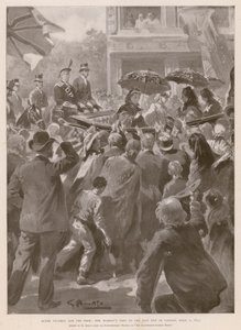 Königin Victoria und die Armen: Die Königin besucht den East End von London, 2. April 1873 von G.S. (after) Amato