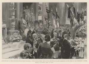 Jahrestag der Ermordung von König Humbert, Delegationen aus den italienischen Provinzen legen Kränze auf das Grab im Pantheon in Rom von G.S. Amato
