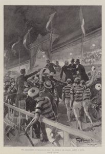 Die Ermordung des Königs von Italien, die Szene auf dem Sportplatz in Monza von G.S. Amato