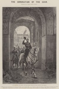 Die Krönung des Zaren, der Staatseinzug in Moskau, der Zar passiert das Heilige Tor in den Kreml von G.S. Amato