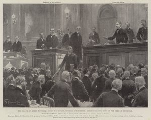 Der Tod von Königin Victoria, Graf von Bülow, Reichskanzler, verkündet die Nachricht im Deutschen Reichstag von G.S. Amato