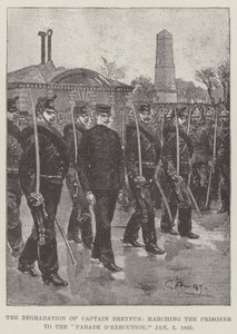 Die Degradierung von Hauptmann Dreyfus, Marsch des Gefangenen zur Hinrichtungsparade, 5. Januar 1895 von G.S. Amato