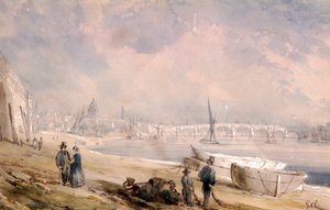 Die Themse bei Ebbe und die Blackfriars-Brücke, London, 1847 von G Chaumont