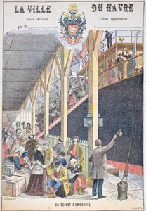 Die Abreise der Auswanderer aus Le Havre, Titelseite eines Schulbuchs