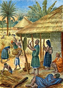 Dorf im Sudan, ca. 1900-1910 (Illustration)