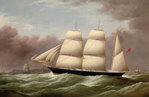Die Bark Alfred Hawley vor den Skerries auf dem Weg nach Liverpool, 1860 von G. Dell