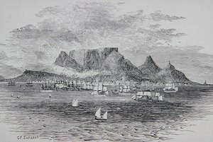 Kapstadt von der Tafelbucht aus gesehen, Südafrika, aus 