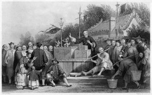 Raree-Show in Lin-sin-choo, China, ca. 1843