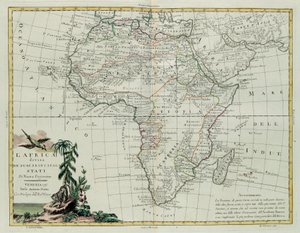 Afrika aufgeteilt in seine Hauptstaaten, Stich von G. Zuliani aus Band I des Neuesten Atlas, veröffentlicht in Venedig 1776 von Antonio Zatta, Privatsammlung
