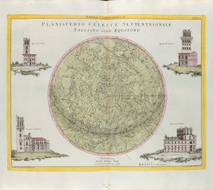 Kosmographische Tafel des nördlichen Himmelsplanisphären, am Äquator geschnitten, Gravur von G. Zuliani aus Band I des Neuesten Atlas, veröffentlicht in Venedig 1777 von Antonio Zatta