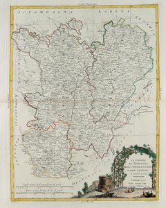 Die Gouvernements von Burgund, Franche-Comté und Lyon, Stich von G. Zuliani aus Band I des Neuesten Atlas, veröffentlicht in Venedig 1777 von Antonio Zatta, Privatsammlung von G. Zuliani