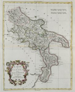 Königreich Neapel, aufgeteilt in seine Provinzen, Gravur von G. Zuliani aus Band II des "Neuesten Atlas" veröffentlicht in Venedig 1781 von Antonio Zatta, Private Sammlung von G. Zuliani