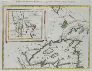 Land der Ottawa- und Kilistine-Indianer um den Oberen See und ein Zusatz von Ostflorida, Stich von G. Zuliani aus Band I des "Neuesten Atlas" veröffentlicht in Venedig 1778 von Antonio Zatta, Privatsammlung