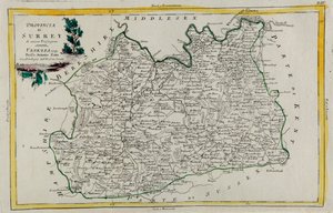Provinz Surrey, Stich von G. Zuliani aus Band I des "Neuesten Atlas" veröffentlicht in Venedig 1779 von Antonio Zatta, Privatsammlung