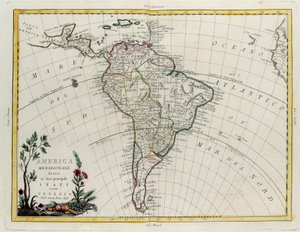 Südamerika, aufgeteilt in seine Hauptstaaten, Kupferstich von G. Zuliani aus Band IV des "Neuesten Atlas" veröffentlicht in Venedig von Antonio Zatta, Privatsammlung von G. Zuliani
