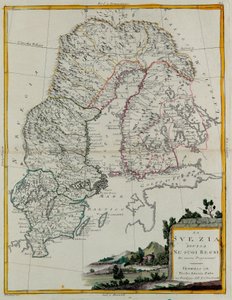 Schweden, aufgeteilt in seine Königreiche, Gravur von G. Zuliani aus Band III des "Neuesten Atlas" veröffentlicht in Venedig 1781 von Antonio Zatta, Private Sammlung von G. Zuliani