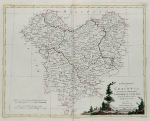 Die Palatinate von Krakau, Łęczyca, Sieradz, Sandomir und Lublin, Stich von G. Zuliani aus Band III des "Neuesten Atlas" veröffentlicht in Venedig 1781 von Antonio Zatta, Privatsammlung