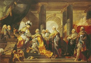 Ludwig XVI. (1754-93), König von Frankreich, empfängt die Huldigung der Ritter des Ordens vom Heiligen Geist in Reims, 13. Juni 1775 von Gabriel Francois Doyen
