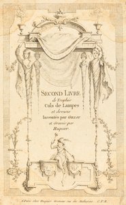 Zweites Buch der Trophäen, Schlussstücke und Devise: Titelseite von Gabriel Huquier after Claude Gillot