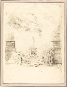 Allegorie zur Errichtung der Statue von Ludwig XV. von Gabriel Jacques de Saint Aubin