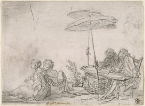 Zeichner im Freien von Gabriel Jacques de Saint Aubin